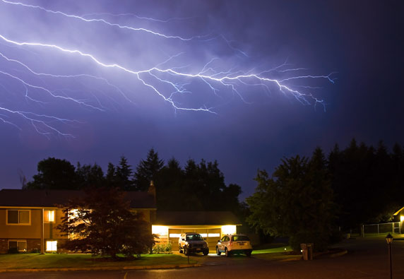 A Home Generator provides power during a lighting storm